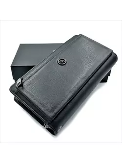 Чоловічий шкіряний клатч-гаманець Weatro 21 х 11,5 х 5 см Чорний wtro-162-28