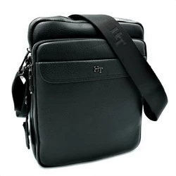 Мужская кожаная сумка H.T.Leather Чёрного цвета 1603-3