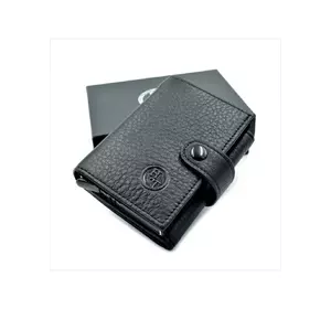 Чоловічий шкіряний гаманець-візитниця Weatro 10 х 7,5 х 3 см Чорний wtro-163-25F