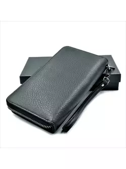 Чоловічий шкіряний клатч-гаманець Weatro 20 х 10,5 х 3 см Чорний wtro-К211