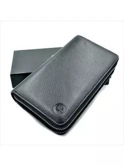 Чоловічий шкіряний клатч-гаманець Weatro 20,5 х 12 х 4,5 см Чорний wtro-213F