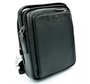 Мужская кожаная сумка H.T.Leather Чёрного цвета 407-73