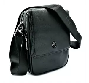 Мужская кожаная сумка H.T.Leather Чёрного цвета 2000-9